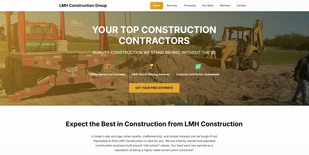 LMH Construction Group website preview