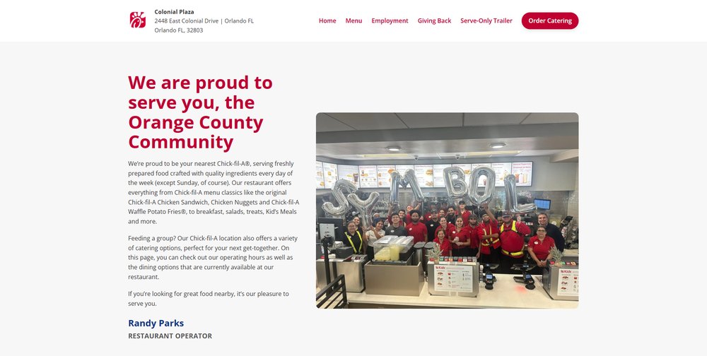 Chick-fil-A Colonial website preview